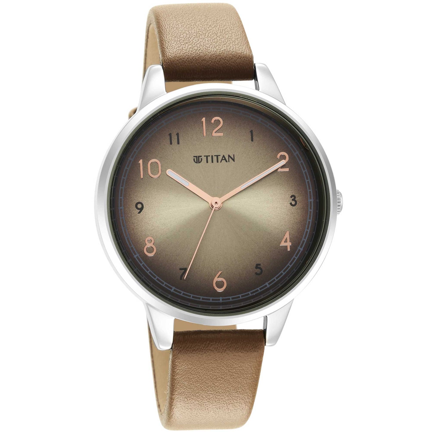 Titan Trendsetters Beige Dial Women Watch With Leather Strap