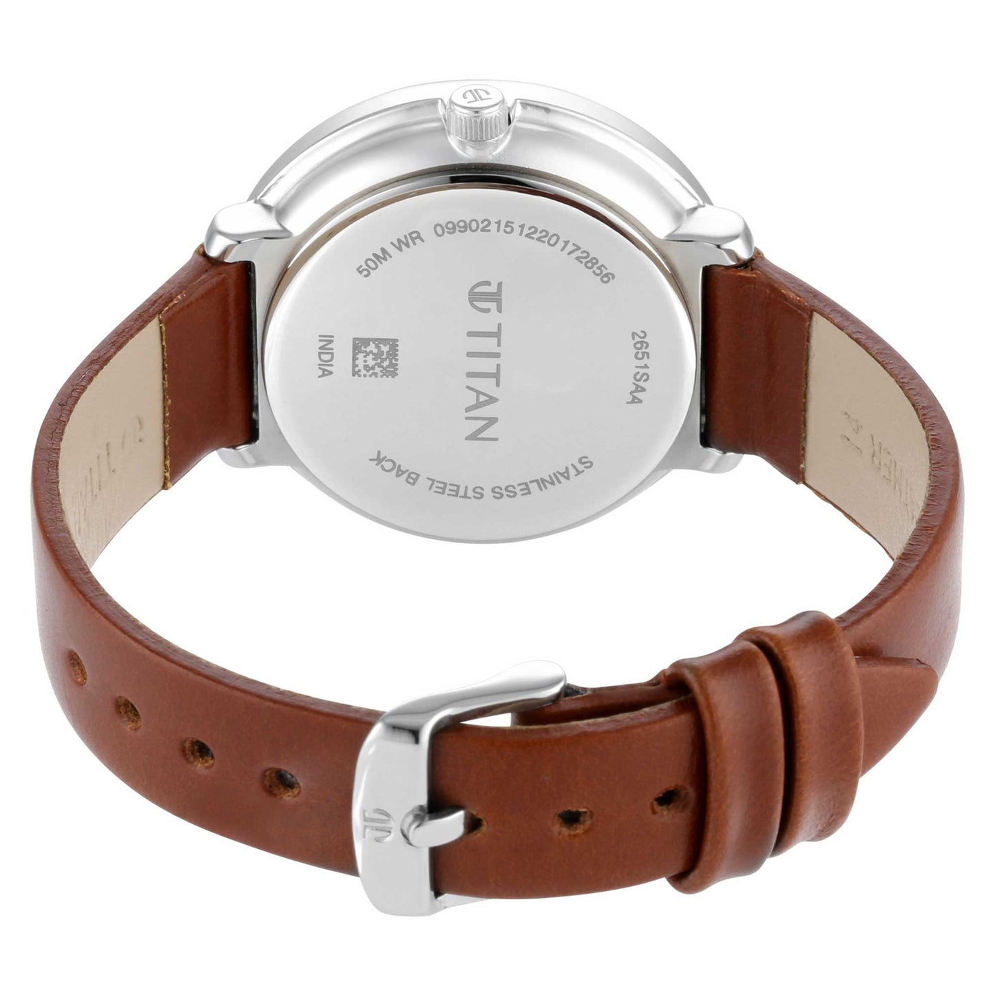Quartz Watch- Analog Workwear Watch for women with Silver White Dial & Leather Strap