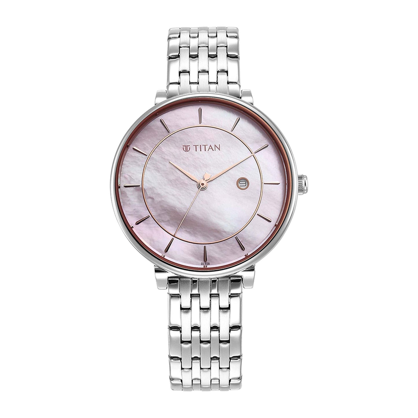 Titan Premium Workwear Beige Dial Analog with Date Stainless Steel Strap watch for Women
