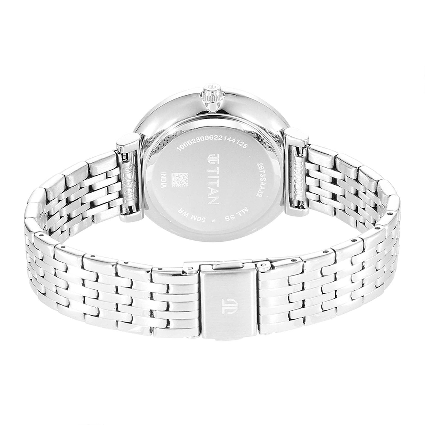Titan Premium Workwear Beige Dial Analog with Date Stainless Steel Strap watch for Women