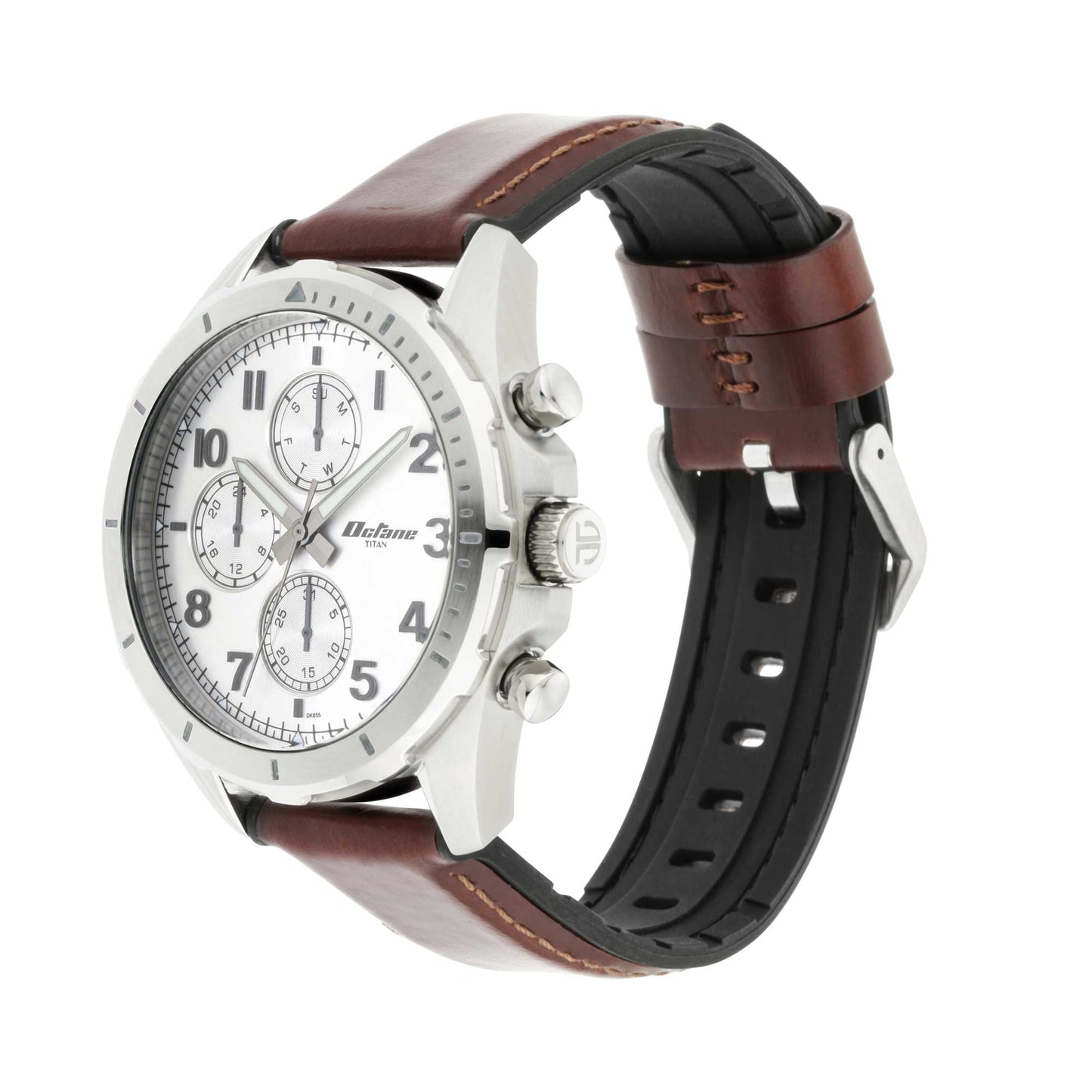 Titan Multi Silver Dial Leather Strap watch for Men