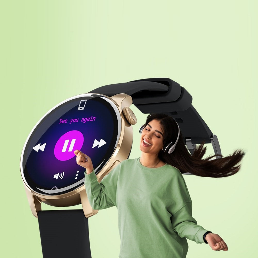 Titan Talk- Touch Screen Watch with Grey Strap, BT Calling, AI- Voice Assistant, and Amoled Display