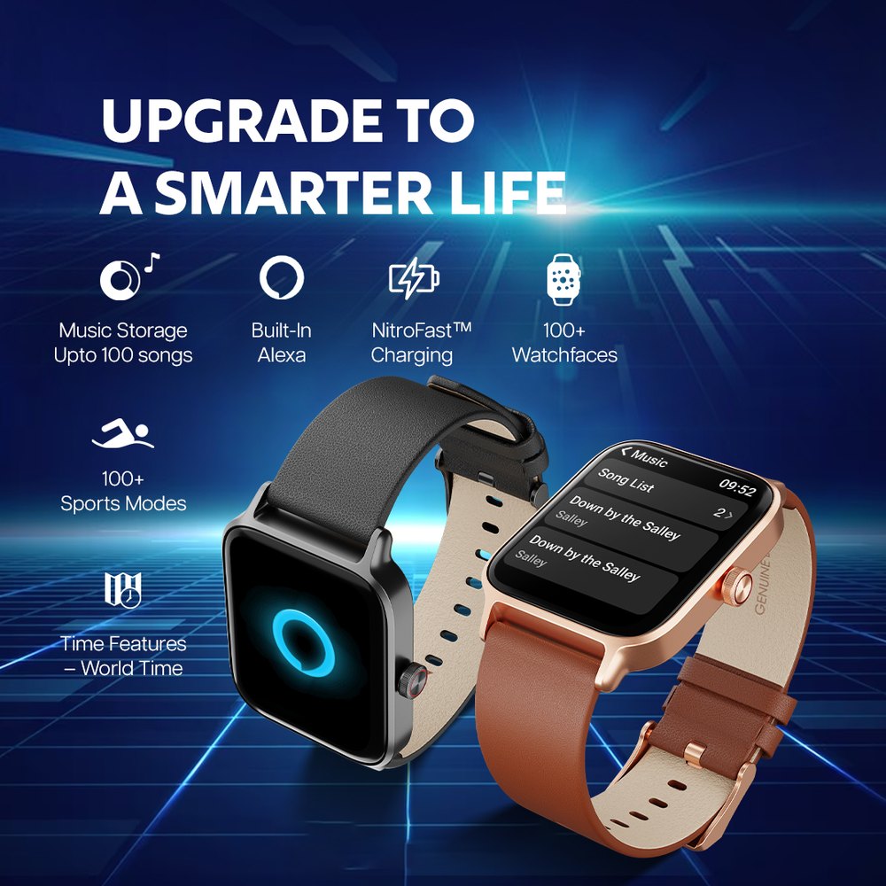 Titan Traveller with 4.52 cm AMOLED Display, BT Calling, India's First FitVerse Smartwatch with Blue Leather Strap