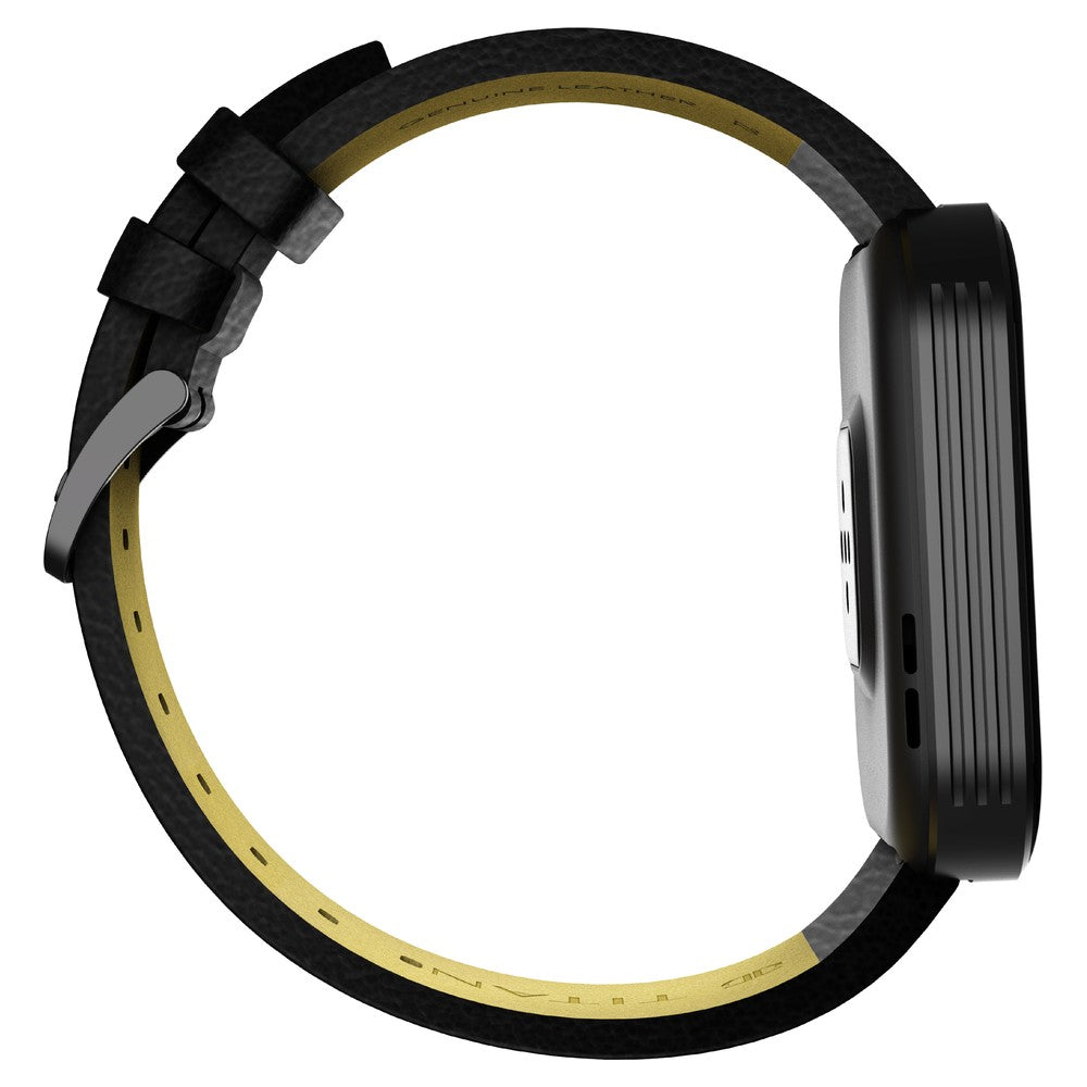 Titan Mirage with 4.97 cm AMOLED Display and AOD, Functional Crown, BT Calling Smartwatch with Black Leather Strap