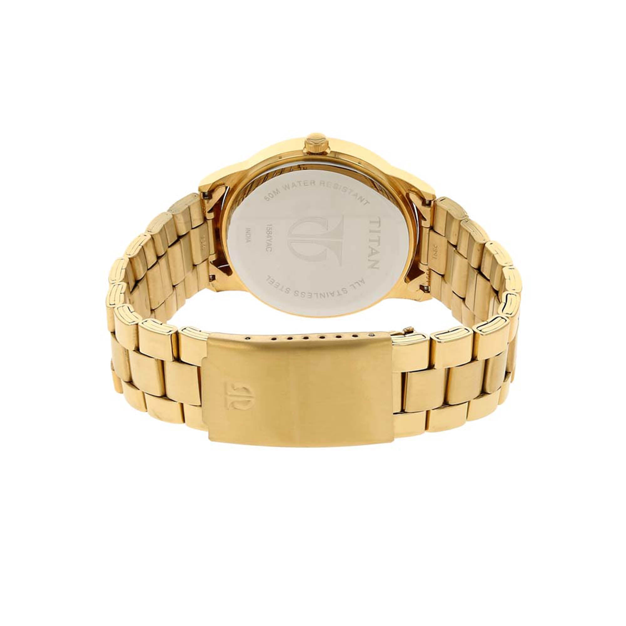 Titan Quartz Analog with Day and Date Silver Dial Stainless Steel