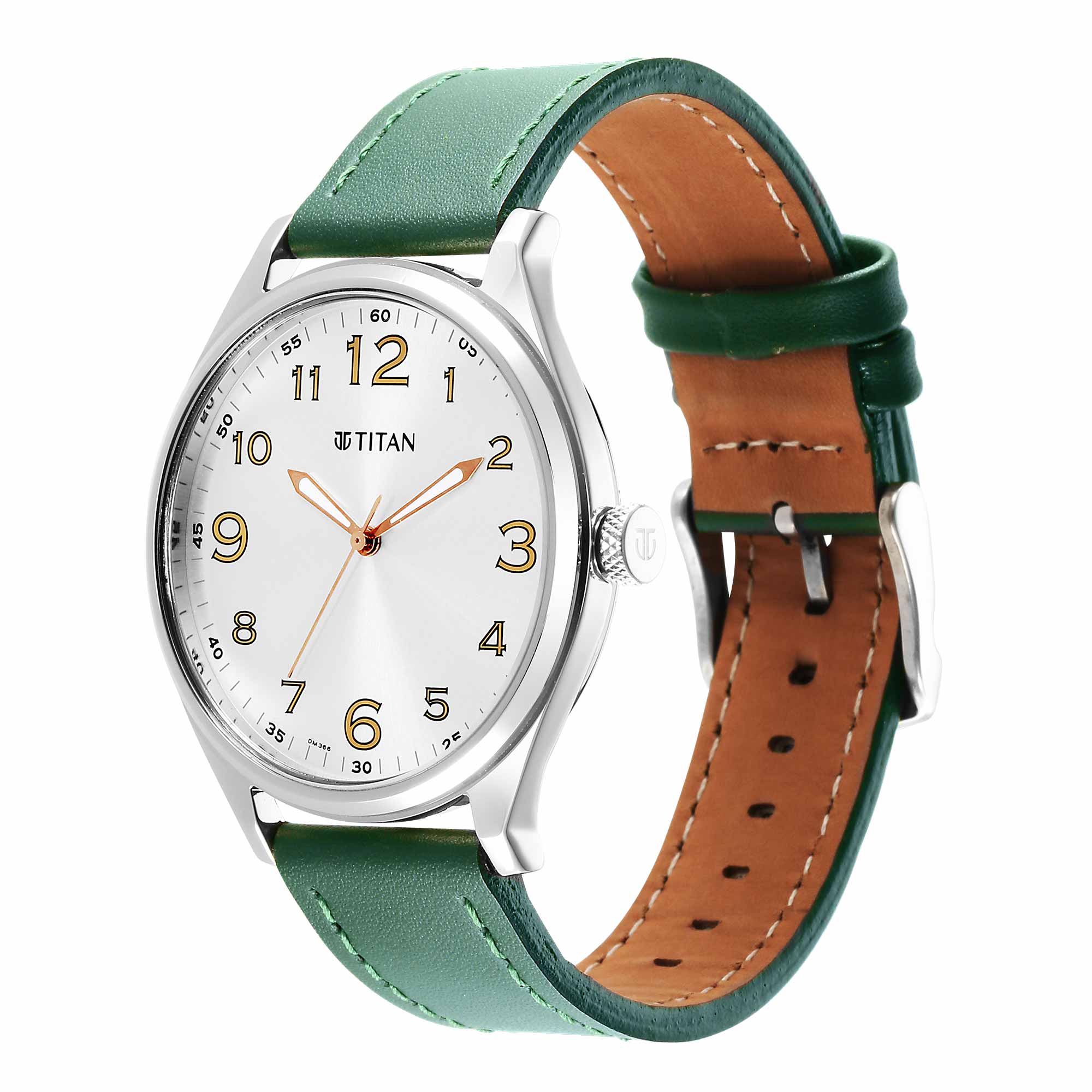 Titan Urban Analog Silver White Dial Leather Strap Watch for Men