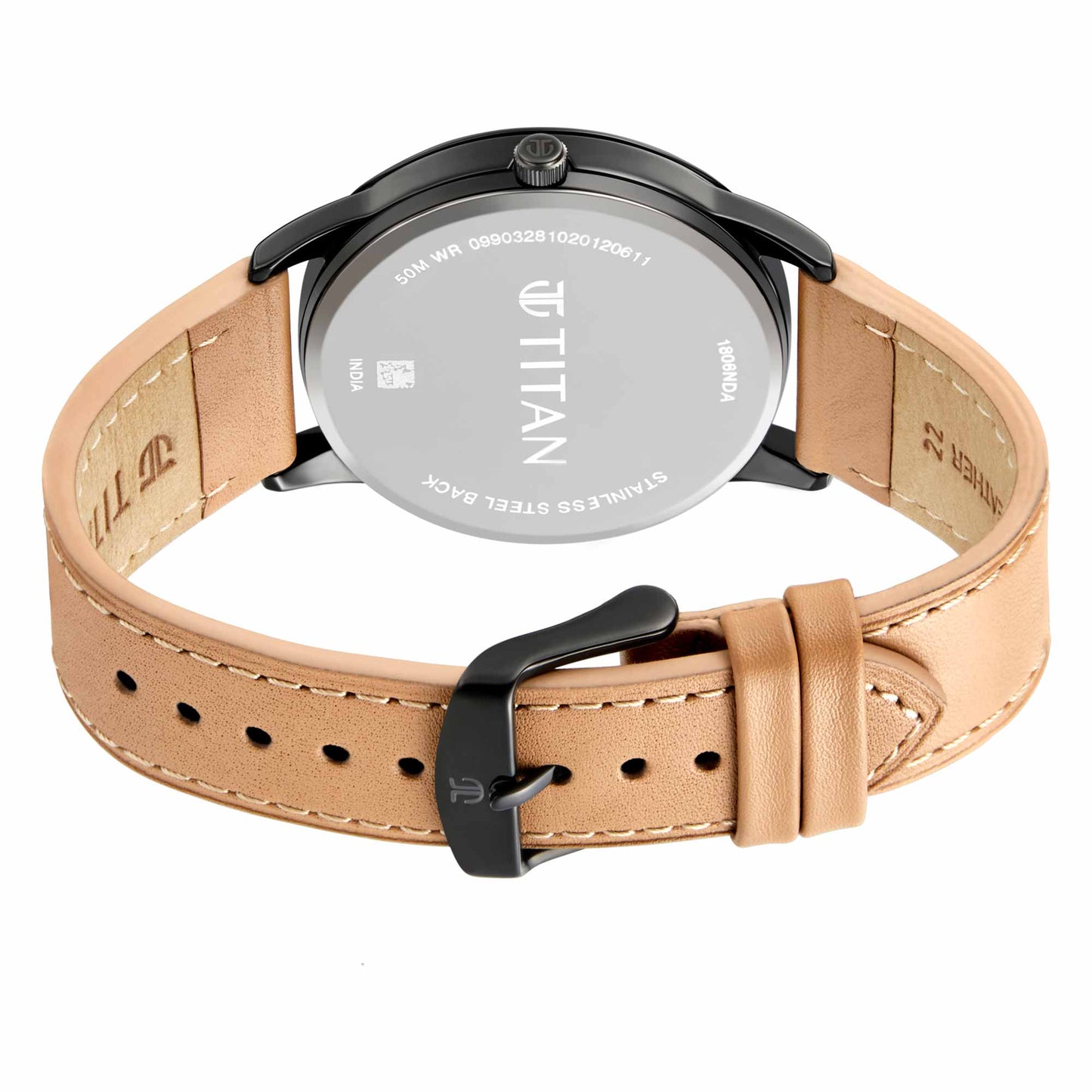 Titan Elmnt Off White Dial Analog Leather Strap watch for Men