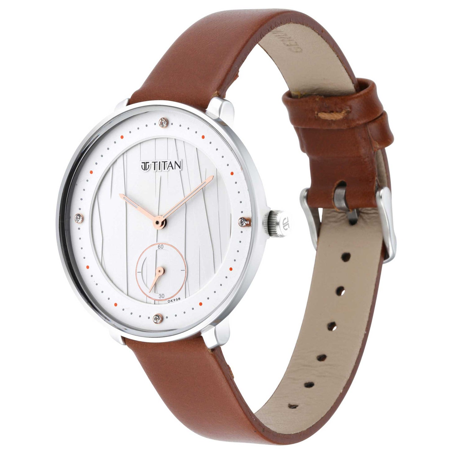 Quartz Watch- Analog Workwear Watch for women with Silver White Dial & Leather Strap