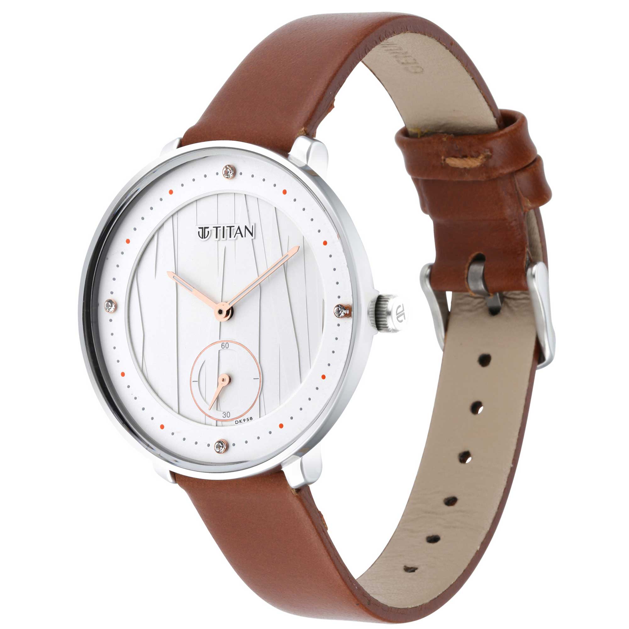 Quartz Watch- Analog Workwear Watch for women with Silver White Dial & Leather Strap