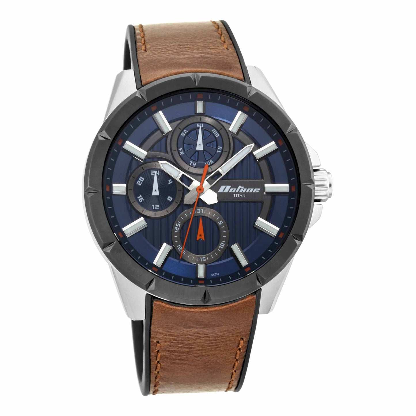 Titan Quartz Multifunction Blue Dial Leather Strap Watch for Men