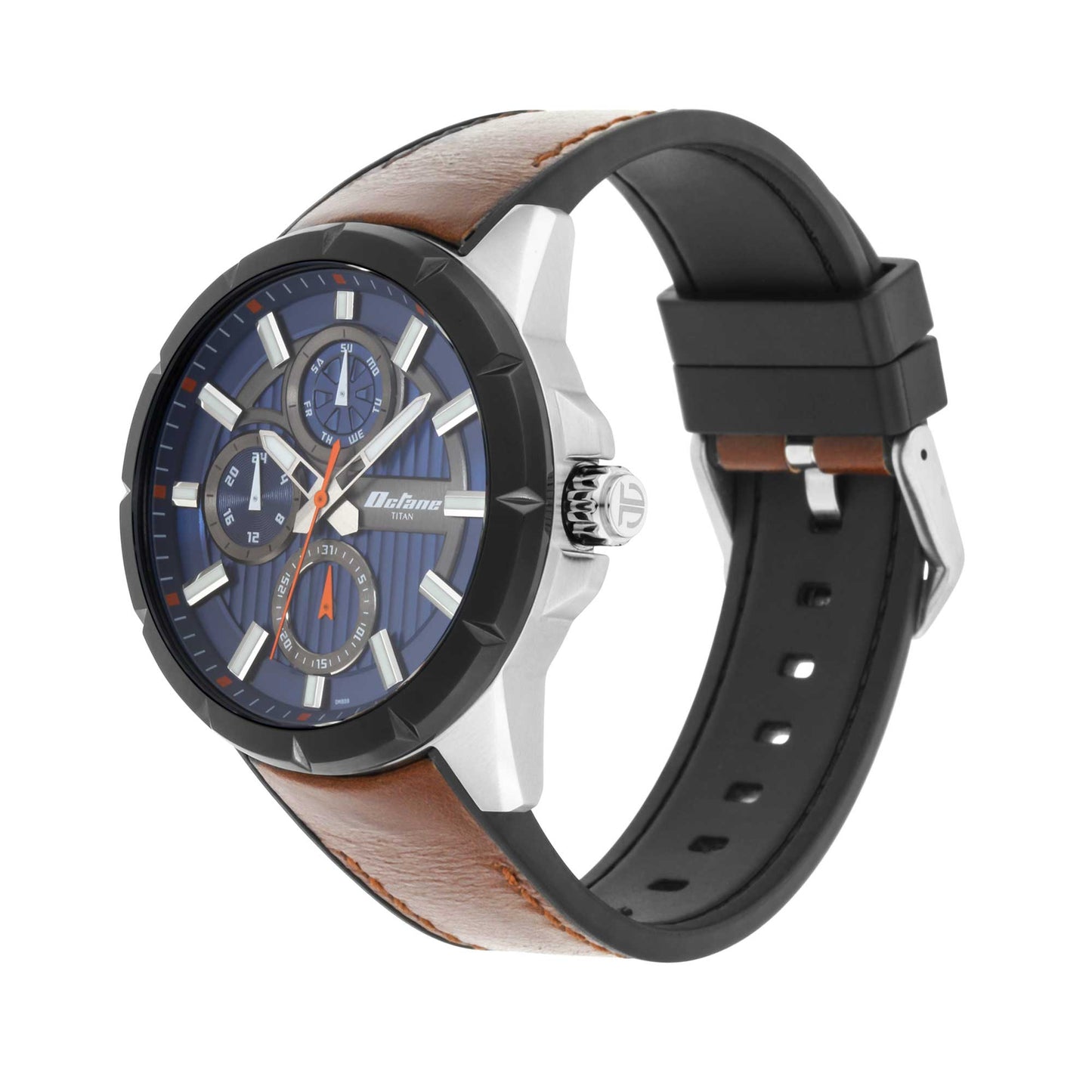 Titan Quartz Multifunction Blue Dial Leather Strap Watch for Men