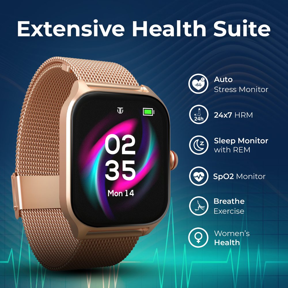Titan Zeal with 4.69 cm AMOLED Display with AOD, Functional Crown, BT Calling, Smartwatch with Black Leather Strap